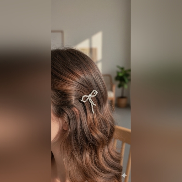 Unbranded Accessories - Elegant Crystal Bow Hair Clips (NWOT)